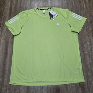 NWT Adidas Running Men's Activewear Tshirt Size 2XLT Neon Green.